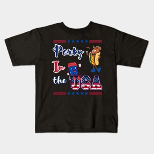 Party In The USA Hot Dog and coffee Kids T-Shirt